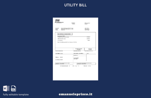 stile verificato Modello di bolletta delle utenze Svezia NVSH Energi